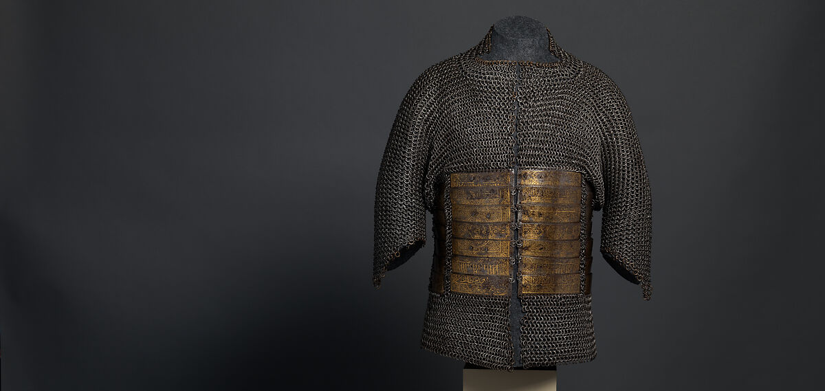 Shirt of Mail and Plate of Al-Ashraf Sayf ad-Din Qaitbay (ca. 1416/18–1496), 18th Burji Mamluk Sultan of Egypt, Steel, iron, copper alloy, gold, probably Egyptian