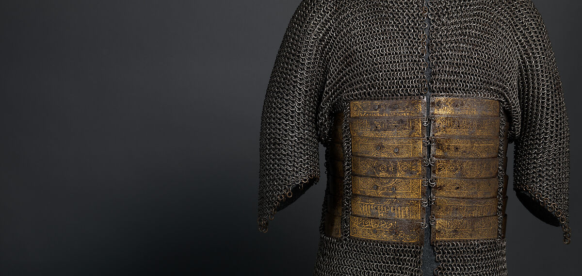 Shirt of Mail and Plate of Al-Ashraf Sayf ad-Din Qaitbay (ca. 1416/18–1496), 18th Burji Mamluk Sultan of Egypt, Steel, iron, copper alloy, gold, probably Egyptian
