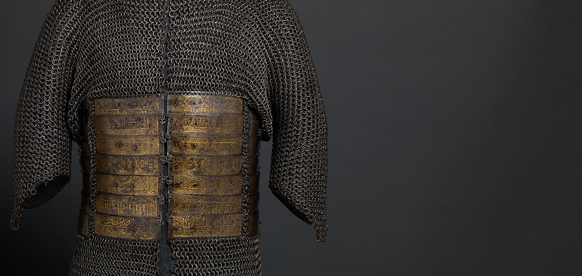 Shirt of Mail and Plate of Al-Ashraf Sayf ad-Din Qaitbay (ca. 1416/18–1496), 18th Burji Mamluk Sultan of Egypt, Steel, iron, copper alloy, gold, probably Egyptian
