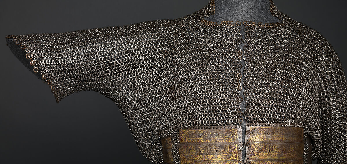 Shirt of Mail and Plate of Al-Ashraf Sayf ad-Din Qaitbay (ca. 1416/18–1496), 18th Burji Mamluk Sultan of Egypt, Steel, iron, copper alloy, gold, probably Egyptian