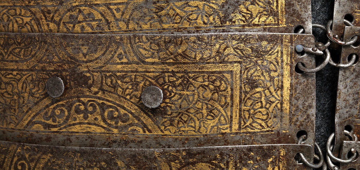 Shirt of Mail and Plate of Al-Ashraf Sayf ad-Din Qaitbay (ca. 1416/18–1496), 18th Burji Mamluk Sultan of Egypt, Steel, iron, copper alloy, gold, probably Egyptian