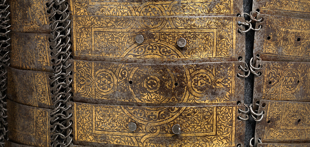 Shirt of Mail and Plate of Al-Ashraf Sayf ad-Din Qaitbay (ca. 1416/18–1496), 18th Burji Mamluk Sultan of Egypt, Steel, iron, copper alloy, gold, probably Egyptian