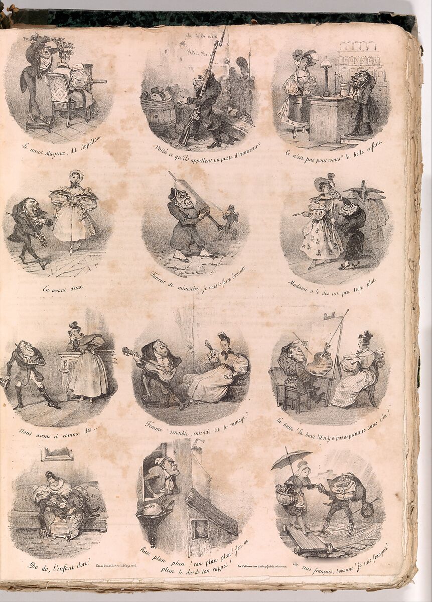 Twelve Satirical Vignettes (Le Charivari, December 10, 1832), Charles-Joseph Traviès (French, 1804–1859), Lithograph 