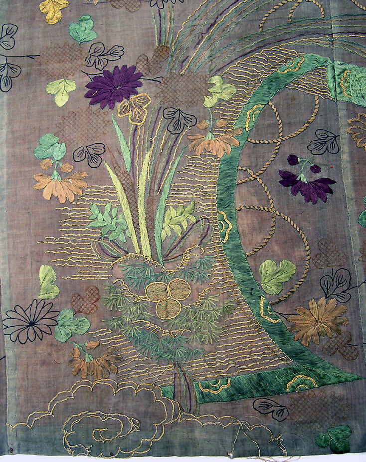 Panel, Silk, ramie, metallic thread, Japan