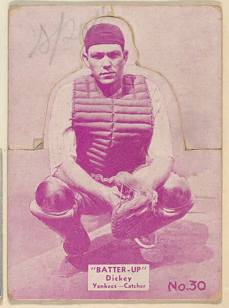 Card 30, Dickey, Yankees, Catcher (Purple), from the Batter Up series (R318) issued by the National Chicle Gum Company, Issued by the National Chicle Gum Company, Cambridge, Massachusetts, Photolithograph 