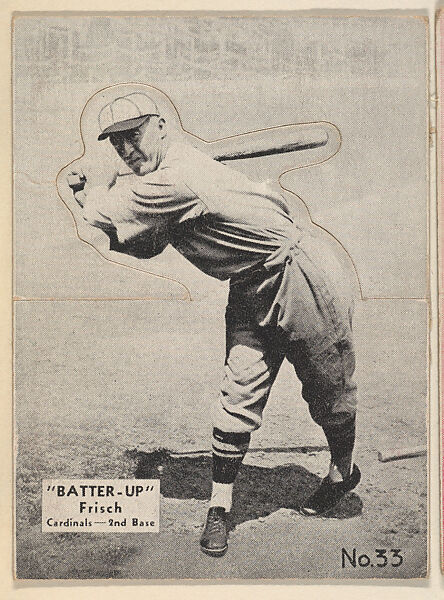 Card 33, Frisch, Cardinals, 2nd Base (Black), from the Batter Up series (R318) issued by the National Chicle Gum Company, Issued by the National Chicle Gum Company, Cambridge, Massachusetts, Photolithograph