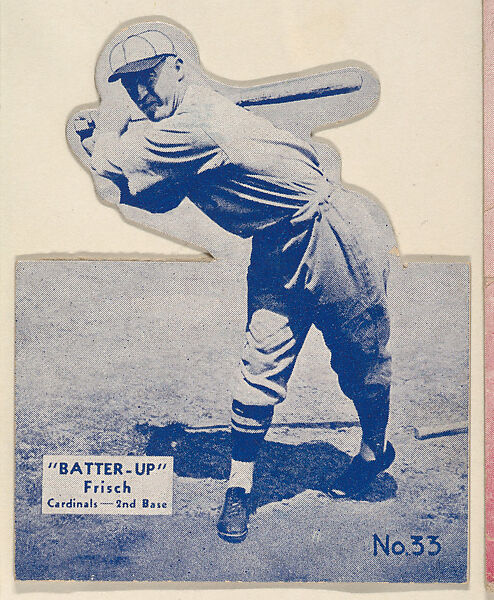 Card 33, Frisch, Cardinals, 2nd Base (Blue, Folded), from the Batter Up series (R318) issued by the National Chicle Gum Company, Issued by the National Chicle Gum Company, Cambridge, Massachusetts, Photolithograph 