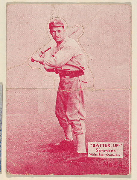 Card 34, Simmons, White Sox, Outfielder (Red), from the Batter Up series (R318) issued by the National Chicle Gum Company, Issued by the National Chicle Gum Company, Cambridge, Massachusetts, Photolithograph