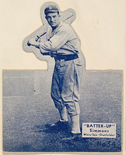 Card 34, Simmons, White Sox, Outfielder (Blue, Folded), from the Batter Up series (R318) issued by the National Chicle Gum Company, Issued by the National Chicle Gum Company, Cambridge, Massachusetts, Photolithograph 