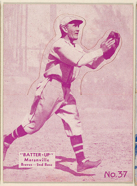 Card 37, Maranville, Braves, 2nd Base (Purple), from the Batter Up series (R318) issued by the National Chicle Gum Company, Issued by the National Chicle Gum Company, Cambridge, Massachusetts, Photolithograph 