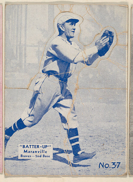 Card 37, Maranville, Braves, 2nd Base (Blue), from the Batter Up series (R318) issued by the National Chicle Gum Company, Issued by the National Chicle Gum Company, Cambridge, Massachusetts, Photolithograph 