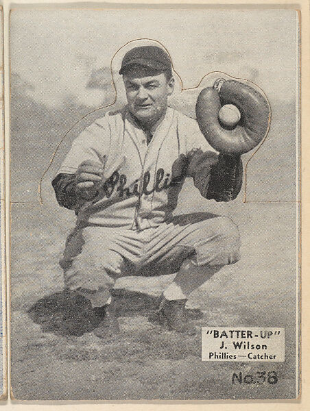 Card 38, J. Wilson, Phillies, Catcher (Black), from the Batter Up series (R318) issued by the National Chicle Gum Company, Issued by the National Chicle Gum Company, Cambridge, Massachusetts, Photolithograph 