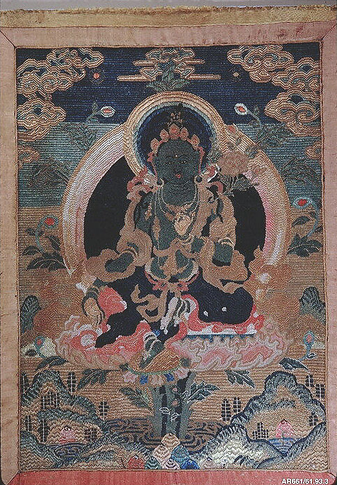 Panel from Banner, Silk; on silk; mounted on silk; inner band of silk, China 