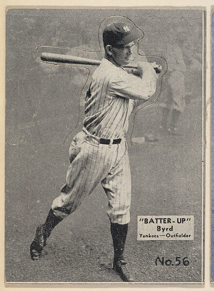 Card 56, Byrd, Yankees, Outfielder (Black), from the Batter Up series (R318) issued by the National Chicle Gum Company, Issued by the National Chicle Gum Company, Cambridge, Massachusetts, Photolithograph 