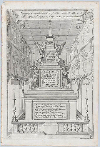 Catafalque for Duchess Maria Cesi of Altemps (Hohenems); from 'Libro De Catafalchi, Tabernacoli, con varij designi di Porte fenestre et altri ornamenti di Architettura'