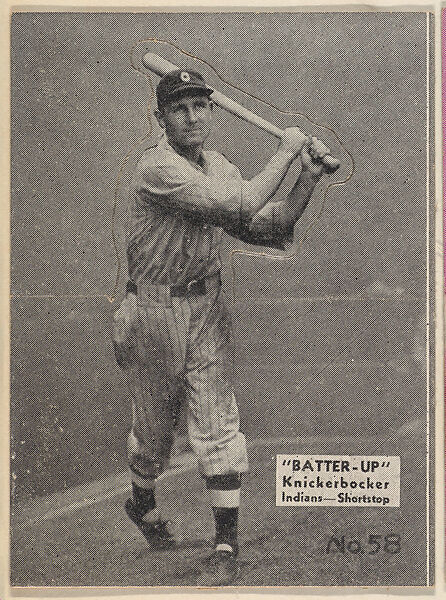 Card 58, Knickerbocker, Indians, Shortstop (Black), from the Batter Up series (R318) issued by the National Chicle Gum Company, Issued by the National Chicle Gum Company, Cambridge, Massachusetts, Photolithograph 