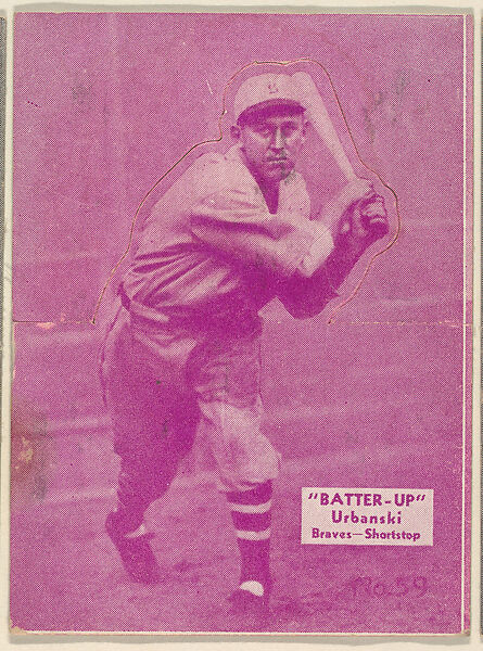Card 59, Urbanski, Braves, Shortstop (Purple), from the Batter Up series (R318) issued by the National Chicle Gum Company, Issued by the National Chicle Gum Company, Cambridge, Massachusetts, Photolithograph 