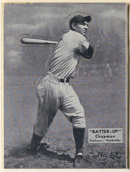 Card 62, Chapman, Yankees, Outfielder (Black), from the Batter Up series (R318) issued by the National Chicle Gum Company, Issued by the National Chicle Gum Company, Cambridge, Massachusetts, Photolithograph 