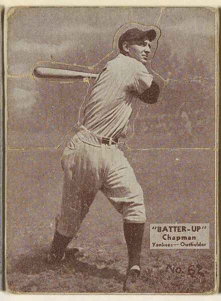 Card 62, Chapman, Yankees, Outfielder (Brown), from the Batter Up series (R318) issued by the National Chicle Gum Company, Issued by the National Chicle Gum Company, Cambridge, Massachusetts, Photolithograph 