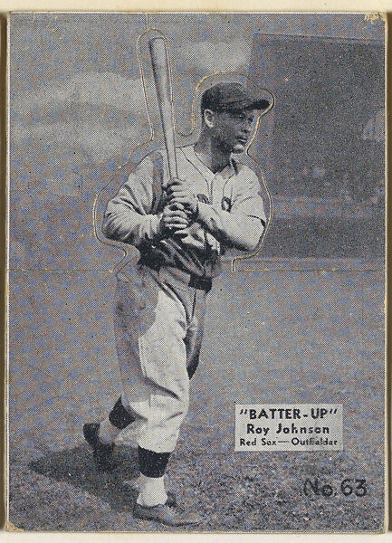 Card 63, Ray Johnson, Red Sox, Outfielder (Black), from the Batter Up series (R318) issued by the National Chicle Gum Company, Issued by the National Chicle Gum Company, Cambridge, Massachusetts, Photolithograph 