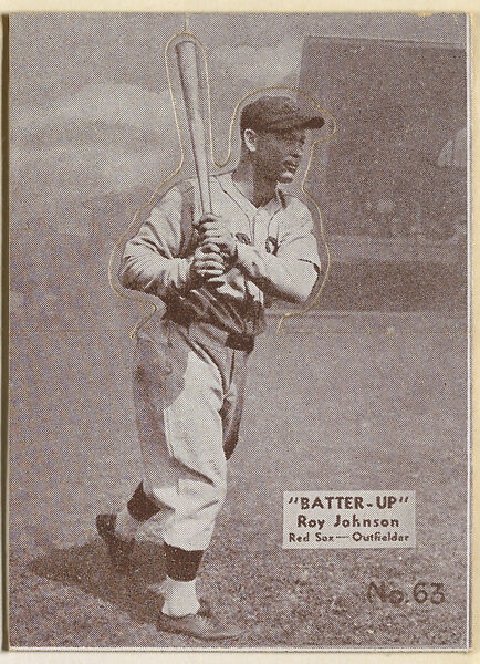 Card 63, Ray Johnson, Red Sox, Outfielder (Brown), from the Batter Up series (R318) issued by the National Chicle Gum Company, Issued by the National Chicle Gum Company, Cambridge, Massachusetts, Photolithograph 