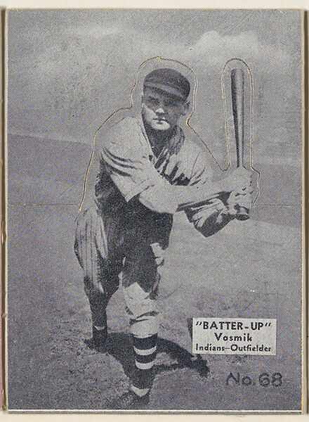Card 68, Vosmik, Indians, Outfielder (Black), from the Batter Up series (R318) issued by the National Chicle Gum Company, Issued by the National Chicle Gum Company, Cambridge, Massachusetts, Photolithograph 
