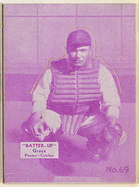 Card 69, Grace, Pirates, Catcher (Purple), from the Batter Up series (R318) issued by the National Chicle Gum Company, Issued by the National Chicle Gum Company, Cambridge, Massachusetts, Photolithograph 