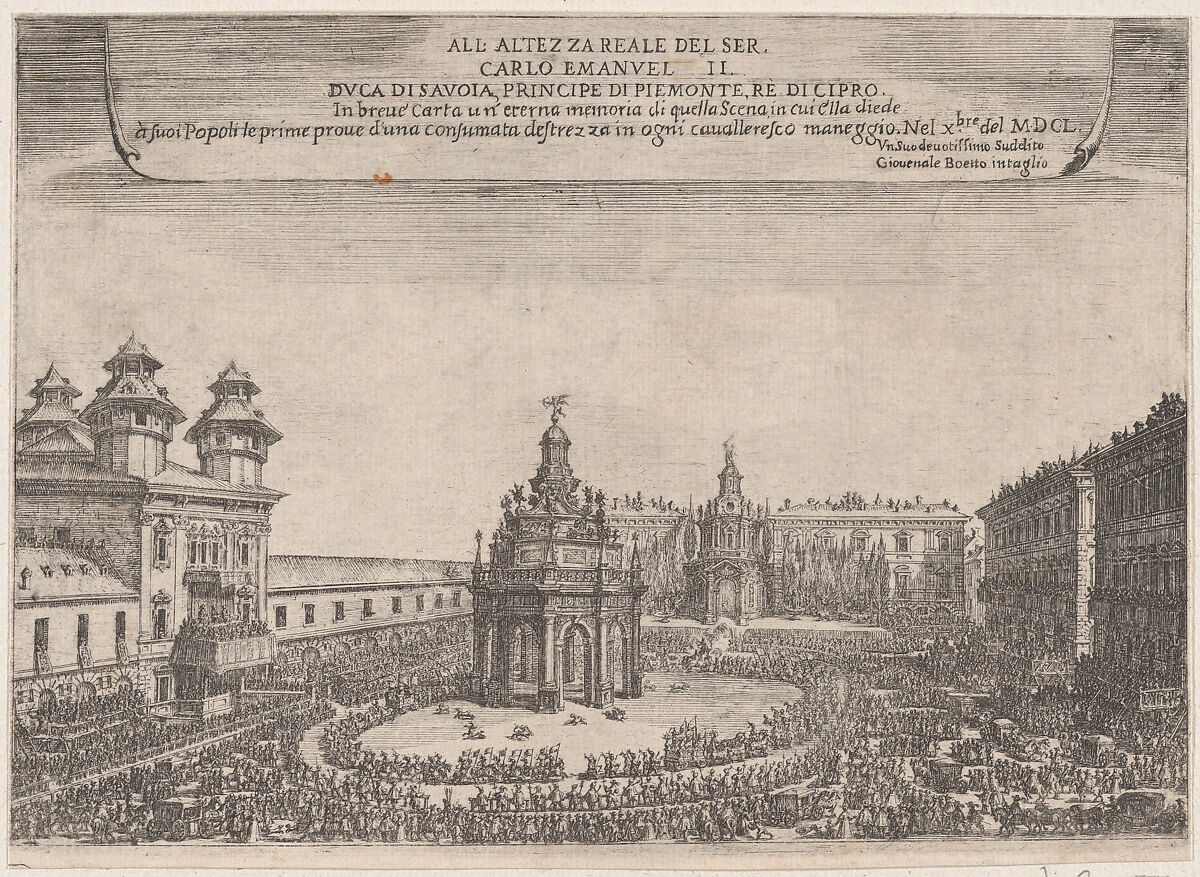 Festival in Turin, October 1650, G. Boetto (Italian, active 17th century), Etching 