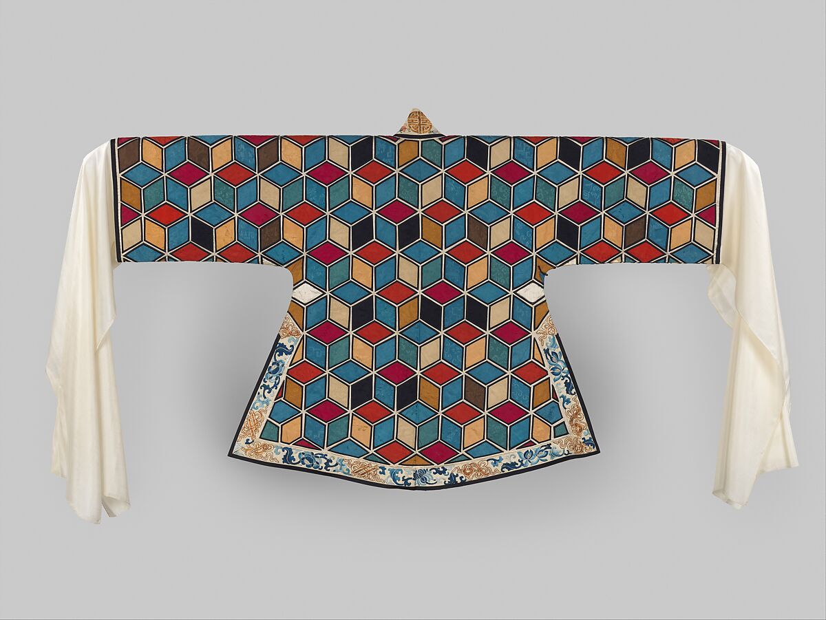 Woman's Theatrical Jacket, Silk damask applique, silk thread embroidery on satin, plain weave silk, China