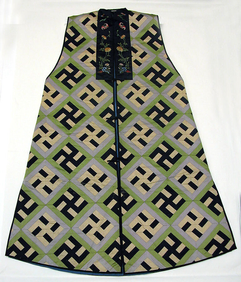Theatrical vest for a female Buddhist priest, Silk thread embroidery on silk satin, China 