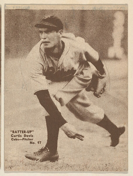 Card 97, Curtis Davis, Cubs, Pitcher (Brown), from the Batter Up series (R318) issued by the National Chicle Gum Company, Issued by the National Chicle Gum Company, Cambridge, Massachusetts, Photolithograph 
