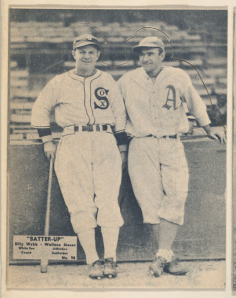 Card 98, Billy Webb, White Sox, Coach, and Wallace Moses, Athletics, Outfielder (Blue), from the Batter Up series (R318) issued by the National Chicle Gum Company, Issued by the National Chicle Gum Company, Cambridge, Massachusetts, Photolithograph 