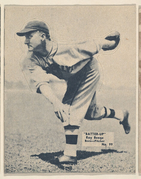 Card 99, Ray Benge, Bees, Pitcher (Blue), from the Batter Up series (R318) issued by the National Chicle Gum Company, Issued by the National Chicle Gum Company, Cambridge, Massachusetts, Photolithograph 