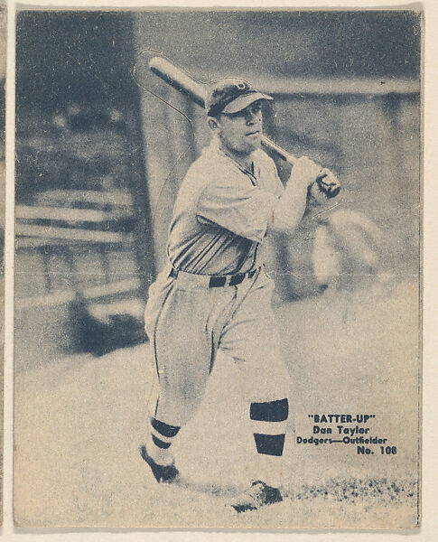 Card 108, Dan Taylor, Dodgers, Outfielder (Blue), from the Batter Up series (R318) issued by the National Chicle Gum Company, Issued by the National Chicle Gum Company, Cambridge, Massachusetts, Photolithograph 