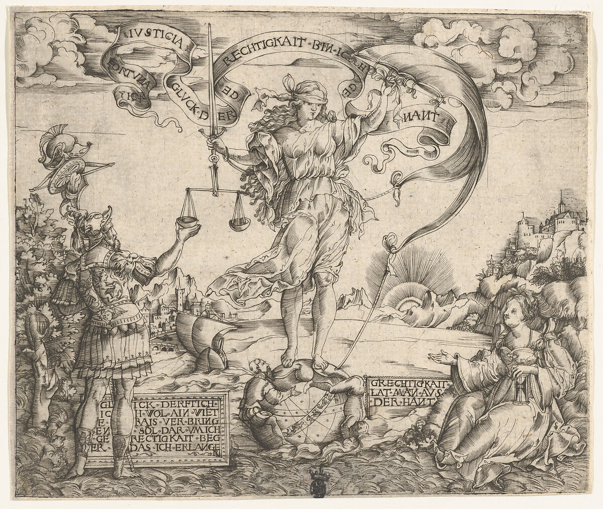 Allegory of Fortuna and Justice, Monogrammist HC (German, active 1534), Etching and engraving 