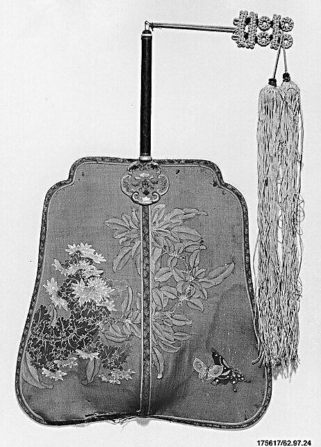 Interknotted Ornament with Tassels, Fan: silk, bamboo, and paper; tassel: knotted silk, China