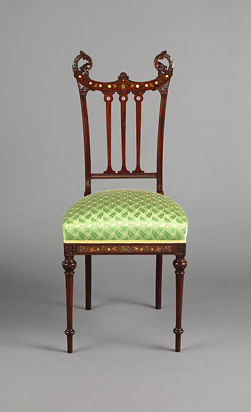 Side chair, Possibly by Herts Brothers (American, New York, 1872–1937), Mahogany with marquetry decoration, American 
