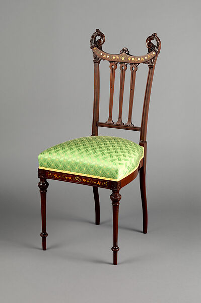 Side chair, Possibly by Herts Brothers (American, New York, 1872–1937), Mahogany with marquetry decoration, American