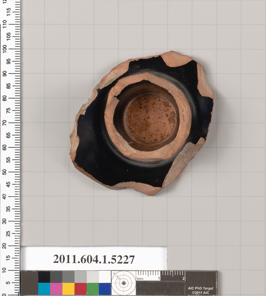 Terracotta fragment of a kylix (drinking cup), Terracotta, Greek, Attic