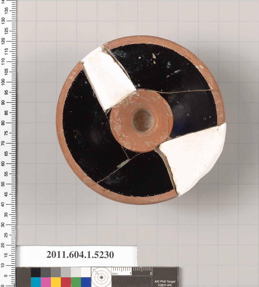 Terracotta fragment of a kylix (drinking cup), Terracotta, Greek, Attic