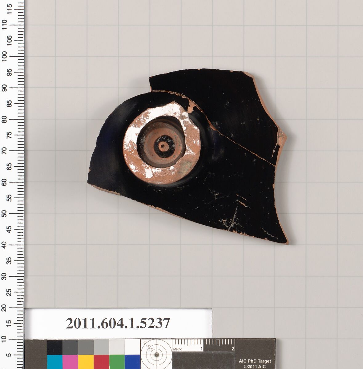 Terracotta fragment of a kylix (drinking cup), Terracotta, Greek, Attic