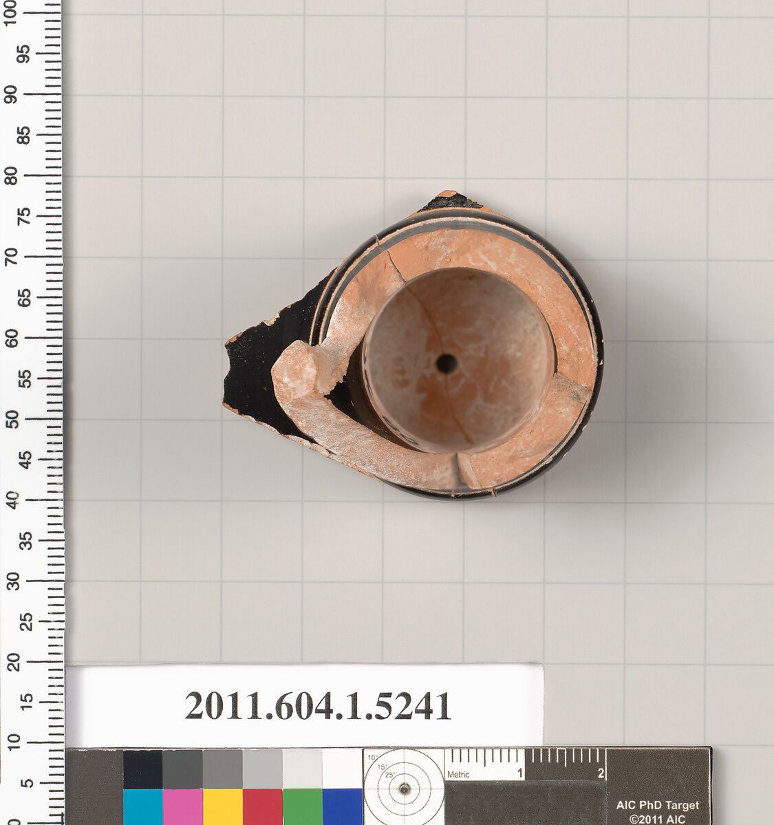 Terracotta fragment of a kylix (drinking cup), Terracotta, Greek, Attic