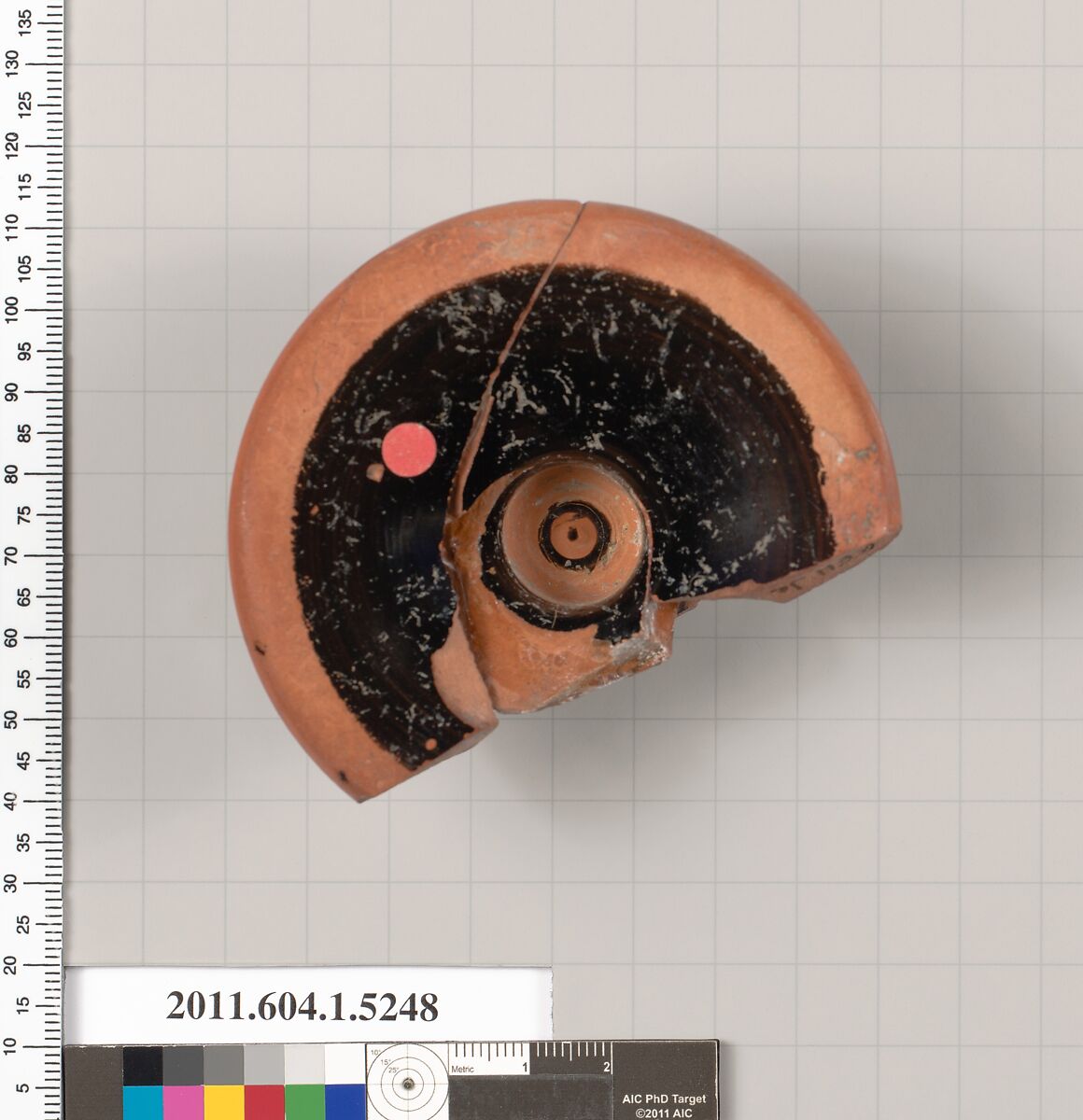 Terracotta fragment of a kylix (drinking cup), Terracotta, Greek, Attic