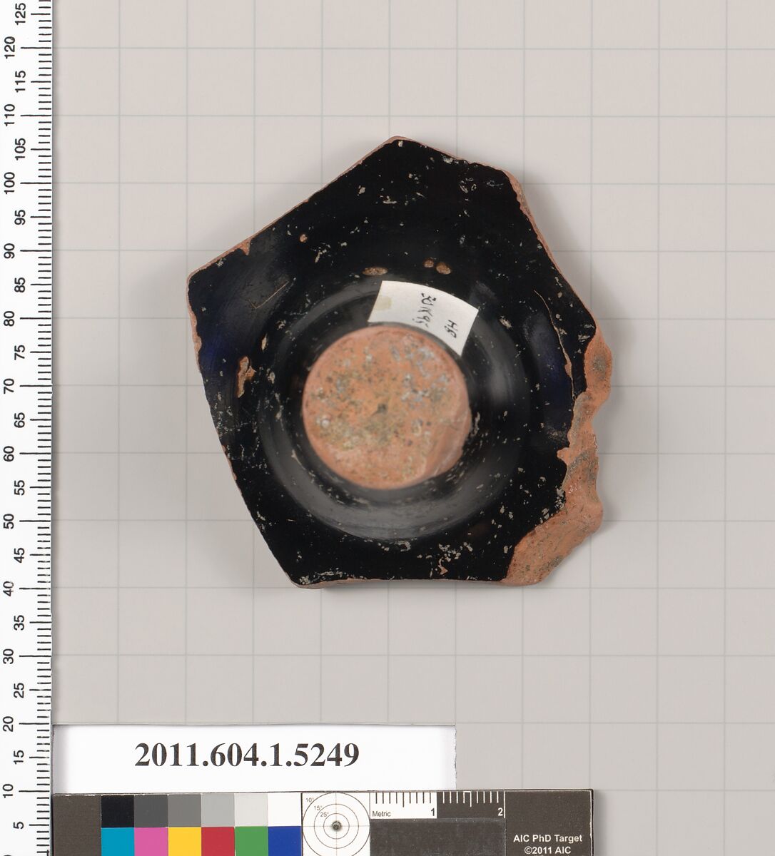 Terracotta fragment of a kylix (drinking cup), Terracotta, Greek, Attic