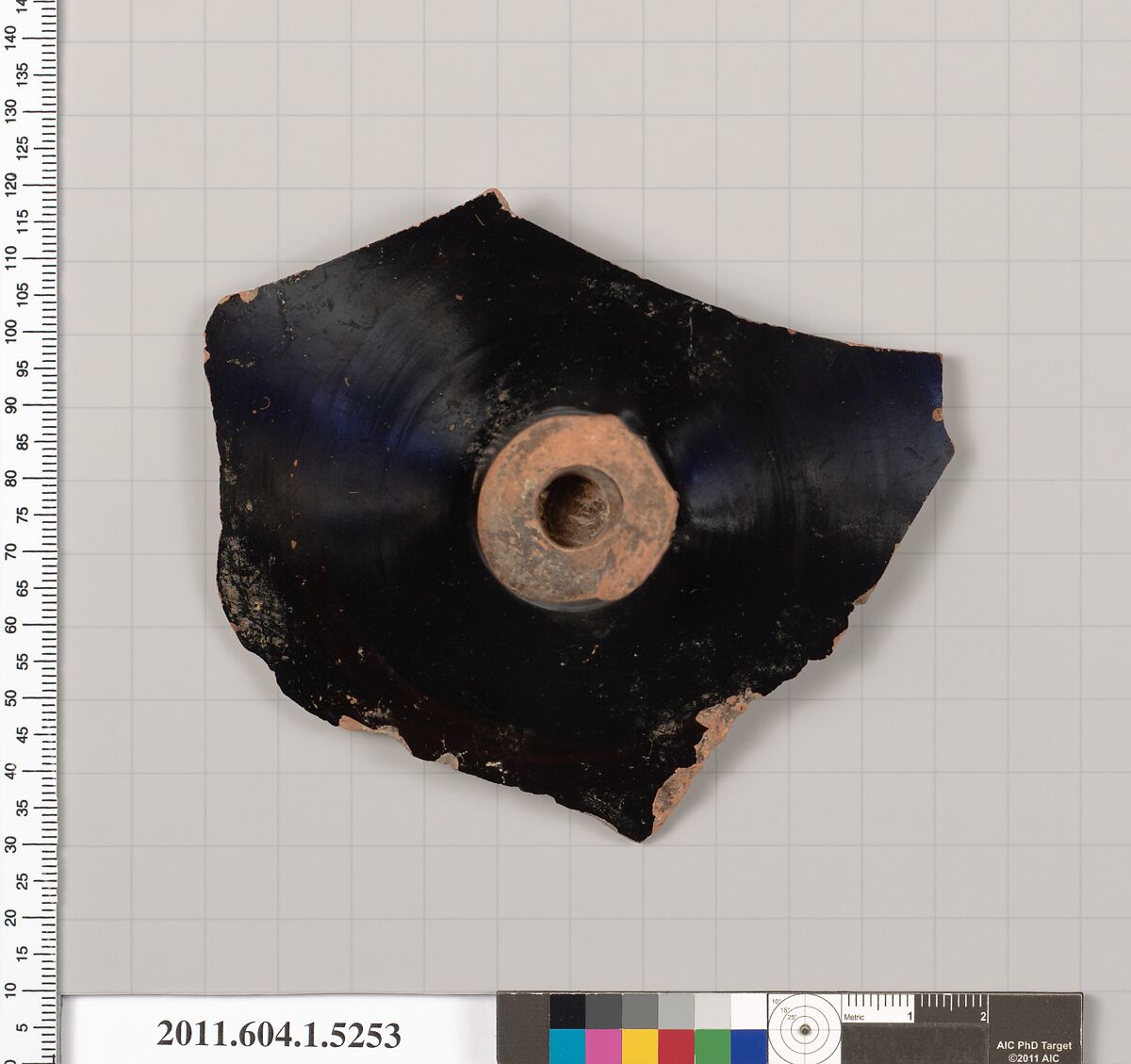 Terracotta fragment of a kylix (drinking cup), Terracotta, Greek, Attic