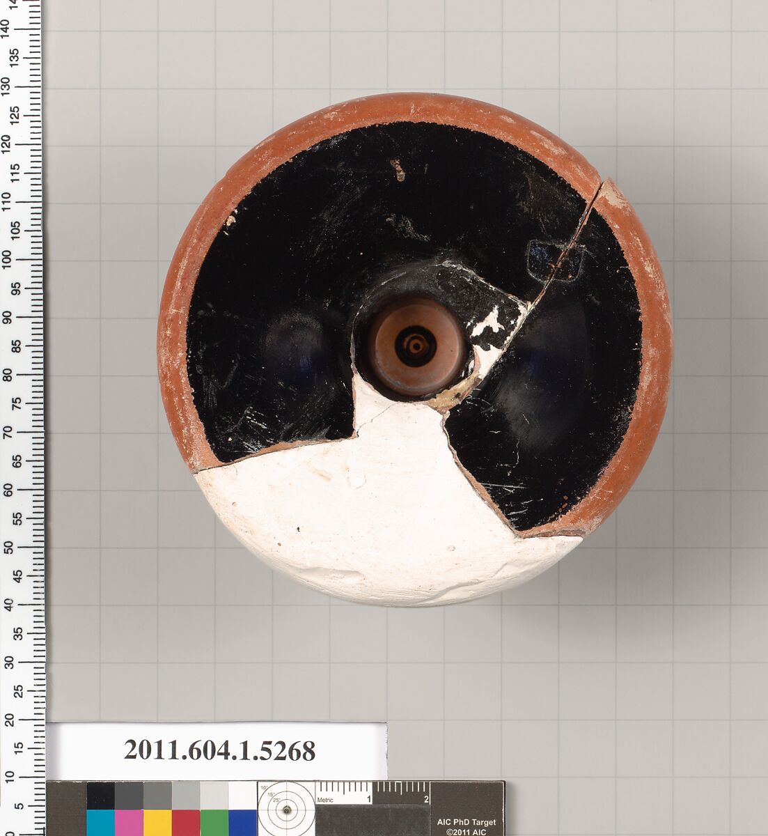 Terracotta fragment of a kylix (drinking cup), Terracotta, Greek, Attic