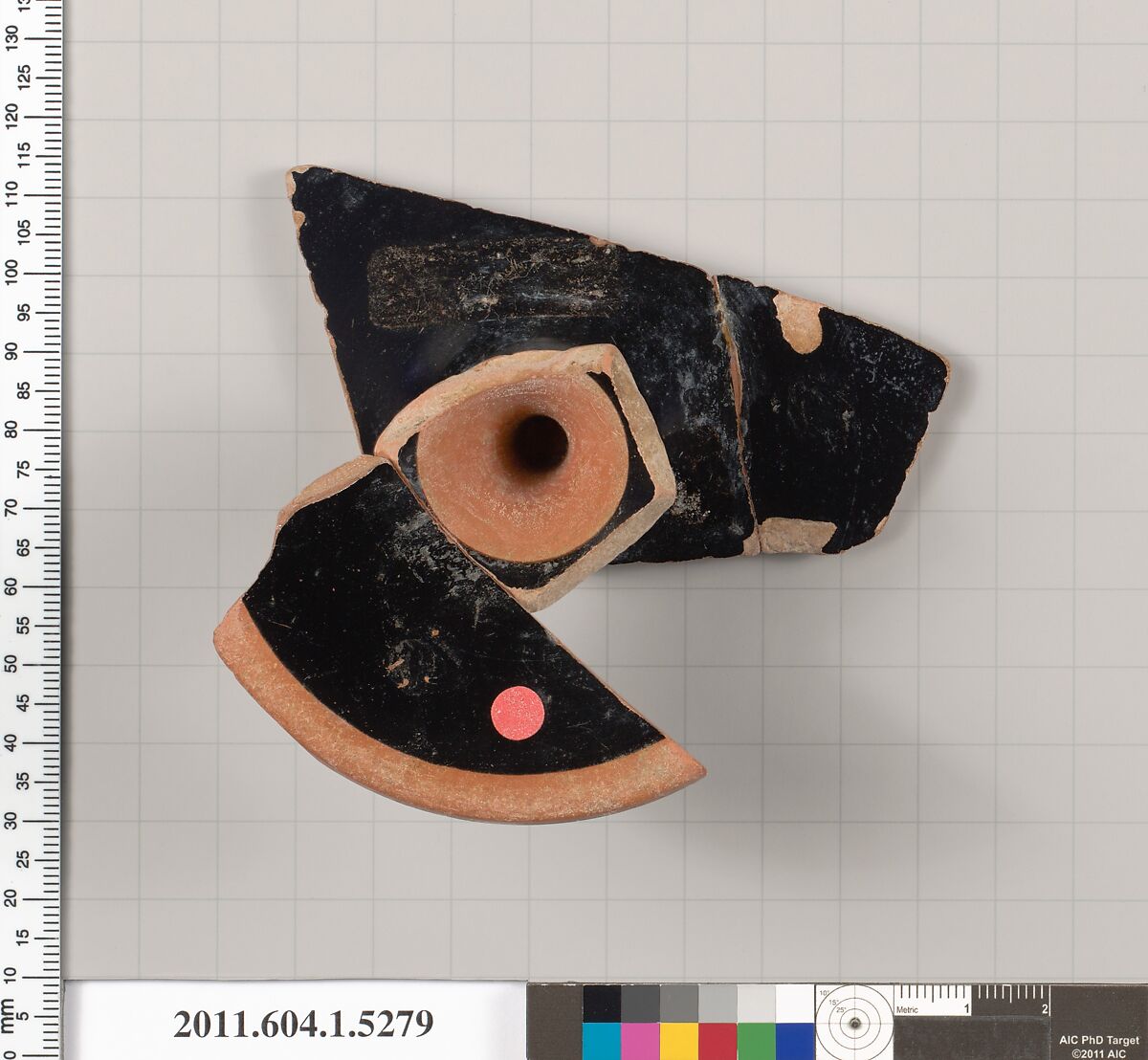Terracotta fragment of a kylix (drinking cup), Terracotta, Greek, Attic