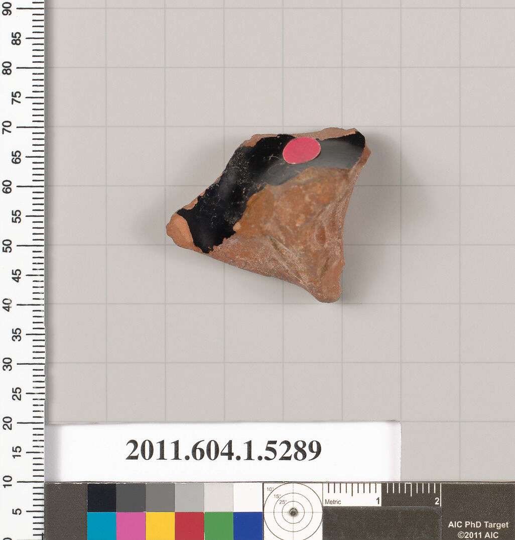 Terracotta fragment of a kylix (drinking cup), Terracotta, Greek, Attic