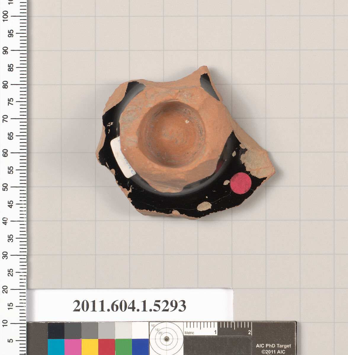 Terracotta fragment of a kylix (drinking cup), Terracotta, Greek, Attic