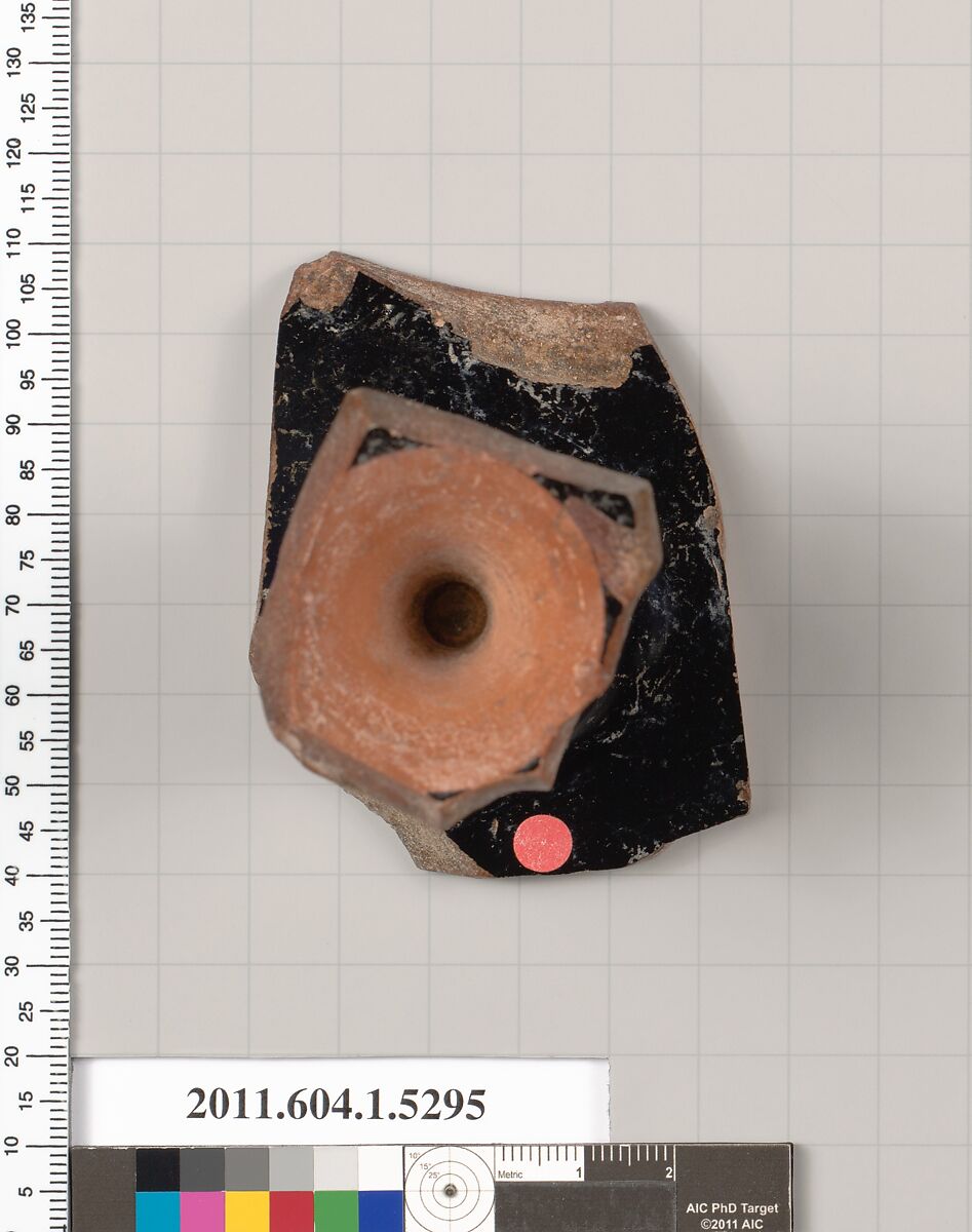 Terracotta fragment of a kylix (drinking cup), Terracotta, Greek, Attic